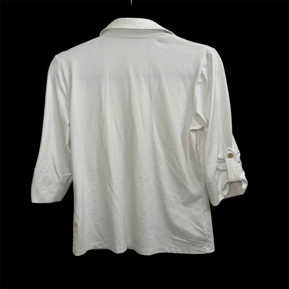 J. McLaughlin White Casual Button Down Shirt with Roll-Up Sleeves - Picture 2 of 4